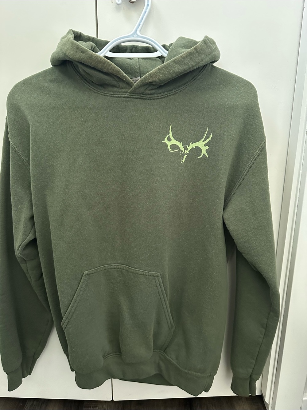 Olive Green Pullover Hoodie with Antler Logo